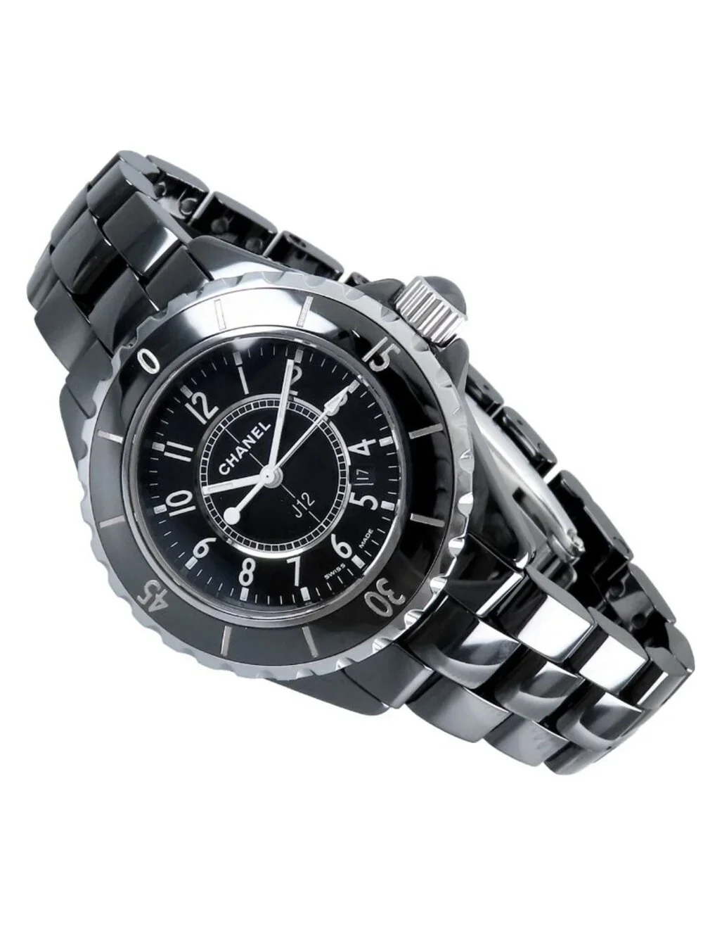 Chanel Black Ceramic SS 33 Date Watch Quartz